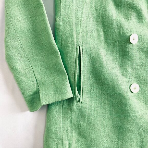 House of Harlow 1960 green linen double breasted blazer Womens Small luxury - Picture 3 of 11
